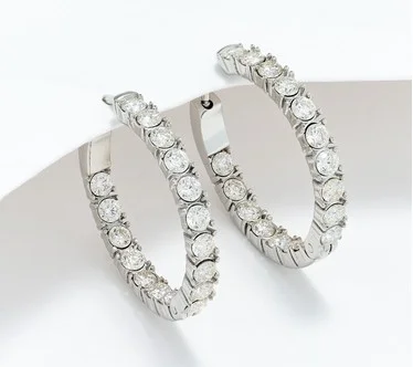 Steel by Diamonique 1" Hinged Hoop Earrings Hoop Earrings