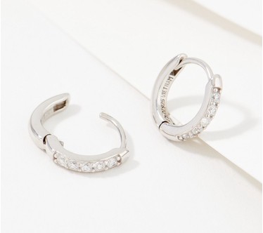 Diamonique x Courtney Khondabi 11mm Huggie Hoops, Sterling