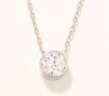 Steel by Diamonique Bezel Set Solitaire Pendant