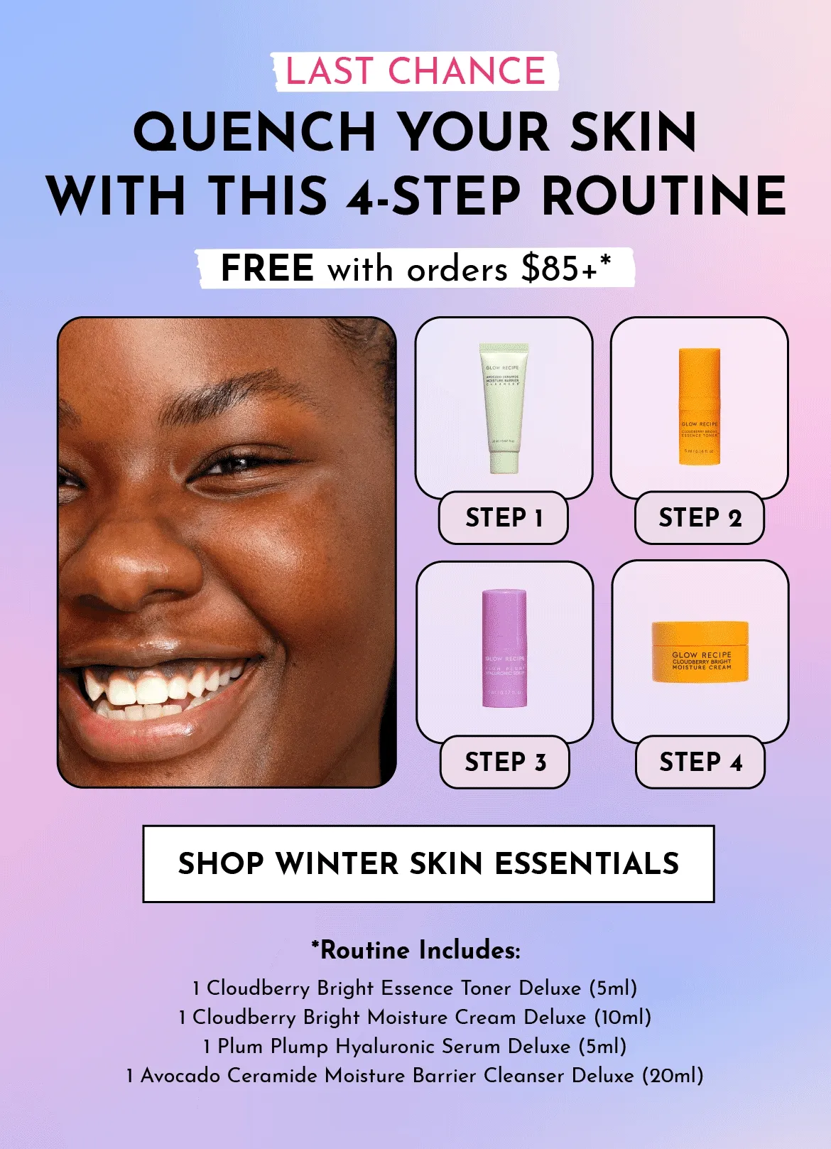 Free 4-step hydration routine with orders $85+