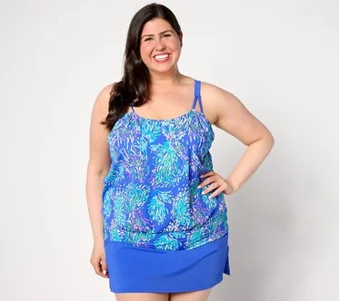 Kim Gravel x Swimsuits For All Blouson Tankini with Skirted Bottom