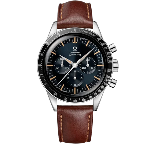 Speedmaster First OMEGA in Space 39.7 mm, steel on brown leather strap