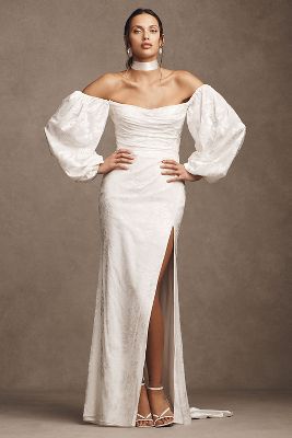 Jenny by Jenny Yoo Sparrow Floral Wedding Gown With Removable Sleeves