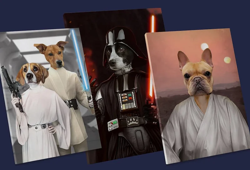 Portrait mock ups inspired by Star Wars characters, including Darth Vader