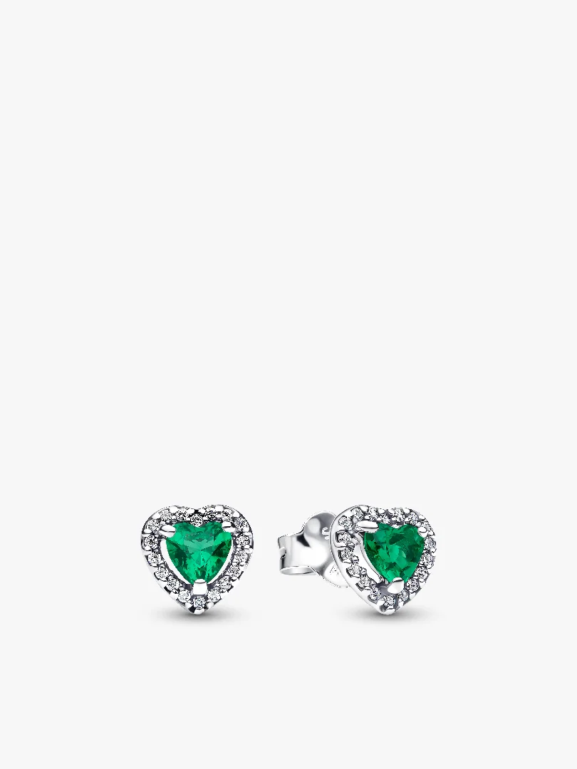 Elevated Green Heart Stud Earrings