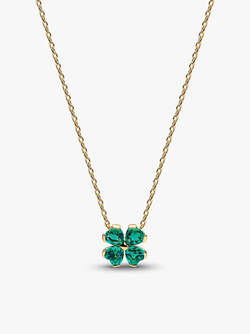 Green Lucky Clover Pendant Necklace