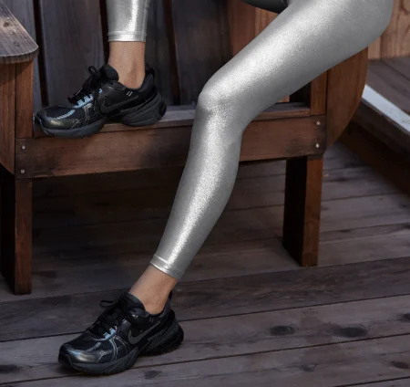 Liquid Silver High Waisted Midi Legging