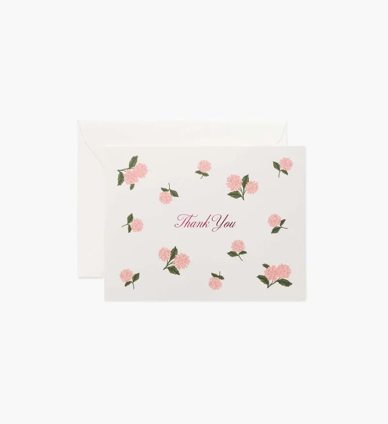 Image of Pink Hydrangea Thank You Card - Single Card