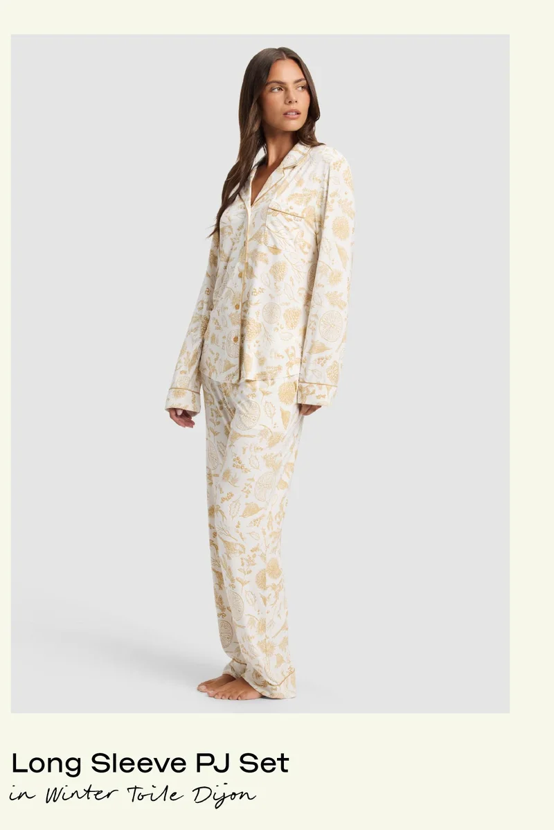 Long Sleeve PJ Set in Winter Toile Dijon Long Sleeve PJ Set in Winter Toile Dijon