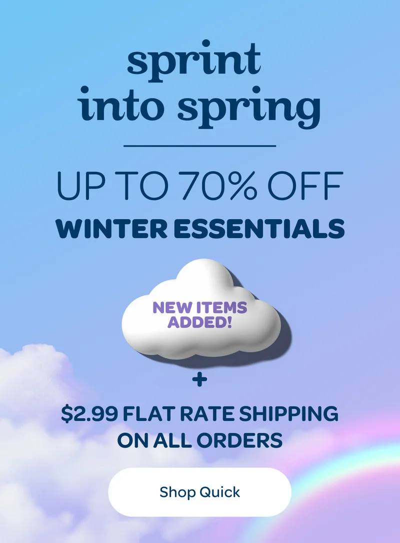 Up to 70% off winter essentials + $2.99 flat rate shipping on all orders
