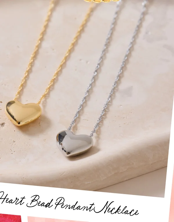 Puffy Heart Bead Pendant Necklace