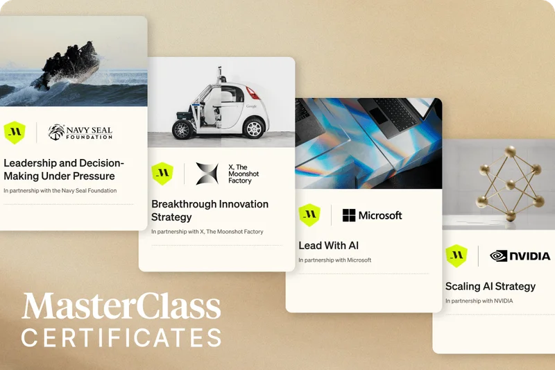 MasterClass Certificates - Leadership and Decision-Making Under Pressure, Breakthrough Innovation Strategy, Lead With AI, Scaling AI Strategy