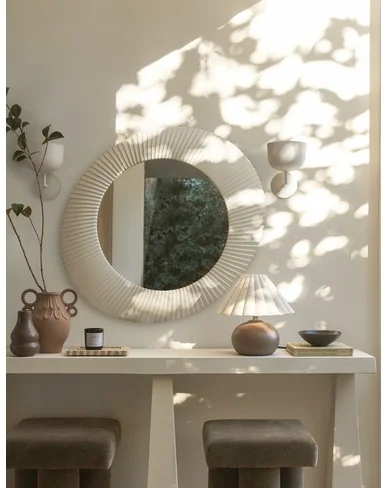 Whitaker Round Mirror-White