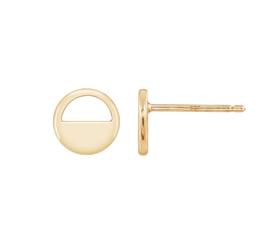 14K Gold Plated Semi Circle Stud Earrings