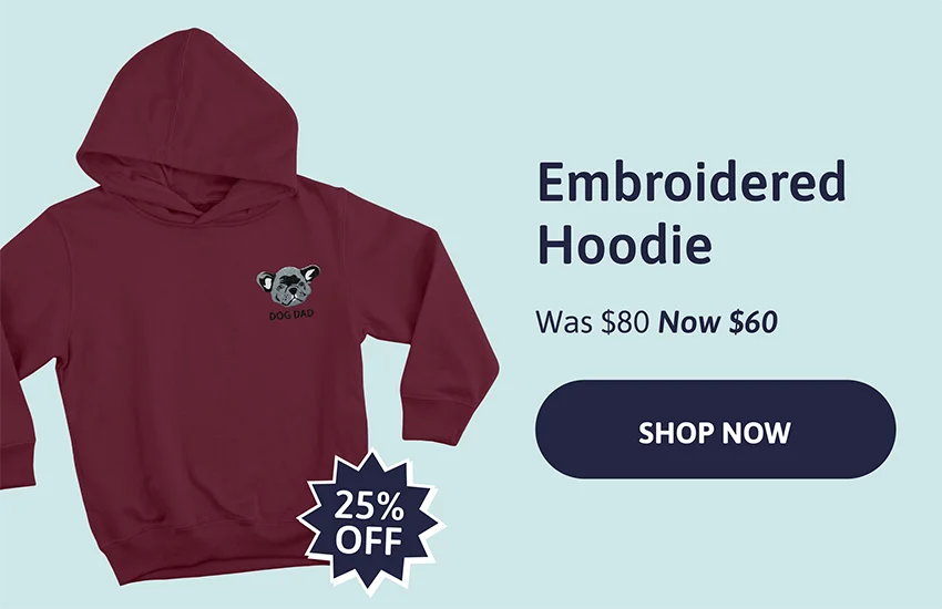 Embroidered Pet Hoodie. Was $80, Now $60!