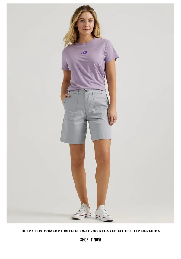 Women's Ultra Lux Comfort with Flex-To-Go Relaxed Fit Utility Bermuda