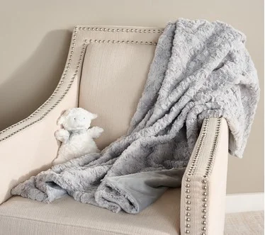 Dennis Basso Faux Fur 40" x 46" Throw & Lamb Baby Set