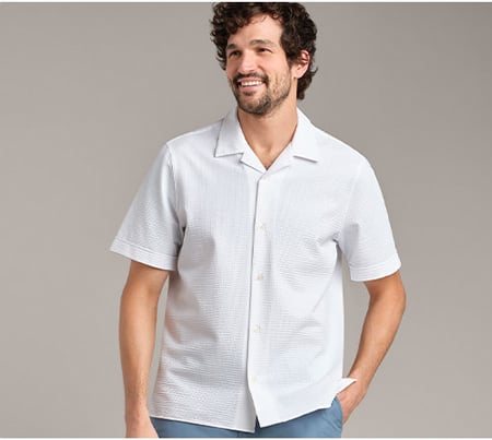 Commuter® Seersucker Camp Collar Shirt - Classic