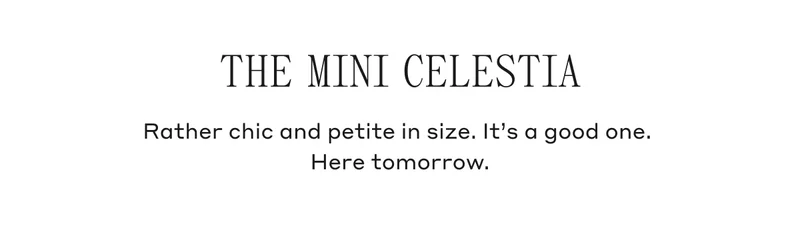 The Mini Celestia Rather chic and petite in size. It's a good one. Here tomorrow.