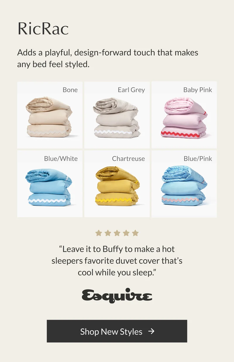 Buffy RicRac Breeze Duvet Cover Collection in new colors and bestselling styles
