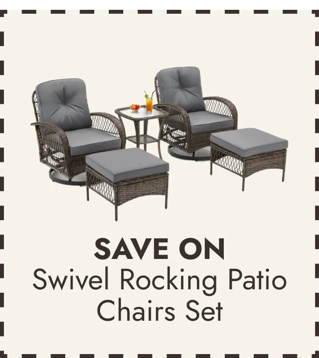 Erommy Outdoor 360° Swivel Rocking Patio Chairs Set with Table