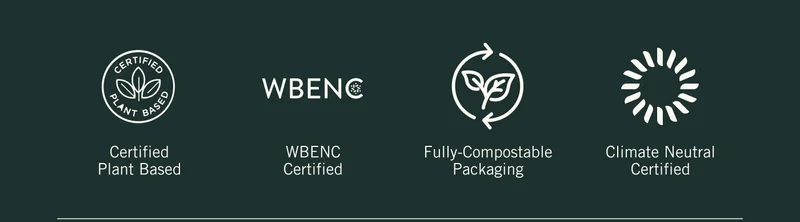 Certified Plant Based. WBE NC Certified. Fully-Compostable Packaging. Climate Neutral Certified.