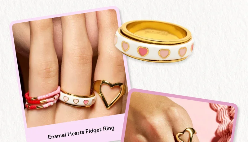 Enamel Hearts Fidget Ring