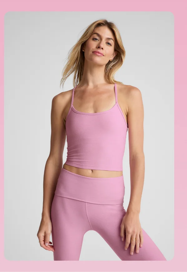 Spacedye Slim Racerback Cropped Tank in Pink Haze Heather