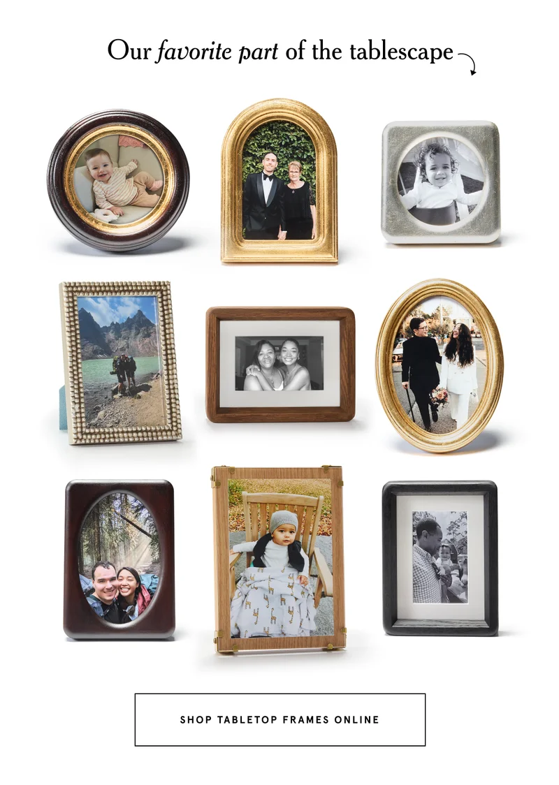 Our favorite part of the tablescape. Shop Tabletop Frames Online.