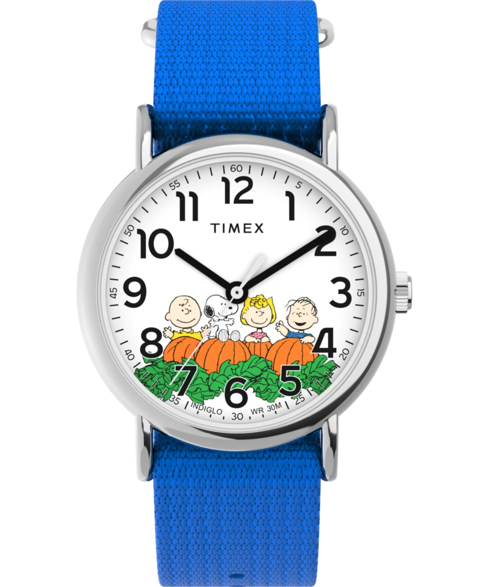 Image of Timex x Peanuts Weekender Pumpkin 38mm Fabric Strap Watch