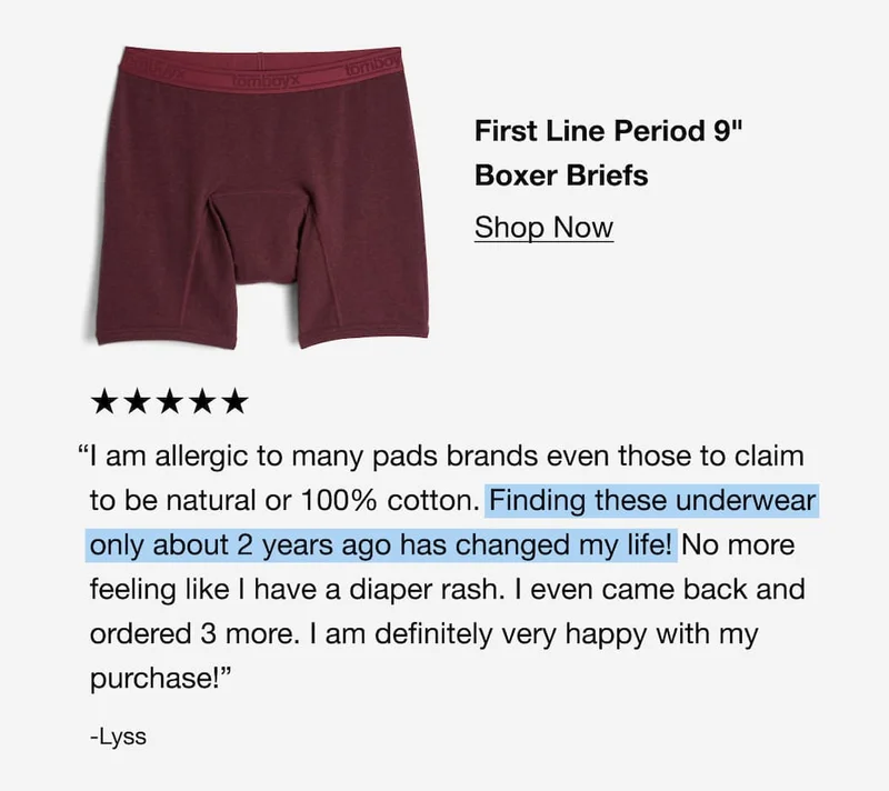 First Line Period 9" Boxer Briefs