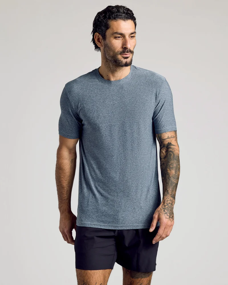 Image of Heather Navy Active Crew Neck Tee