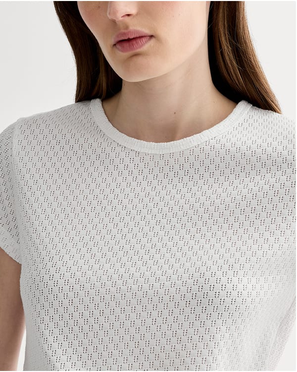 [Image]The Pointelle Short-Sleeve Tee | White