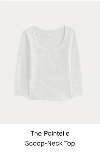[Image]The Pointelle Scoop-Neck Top | White
