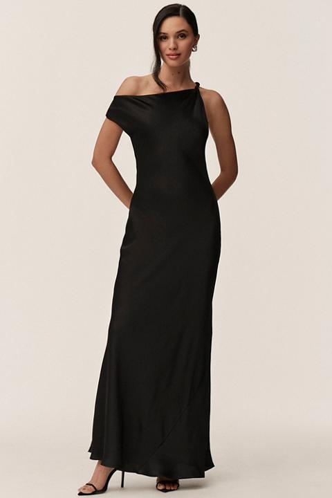 BHLDN Sienna Off-The-Shoulder High-Shine Satin Maxi Dress