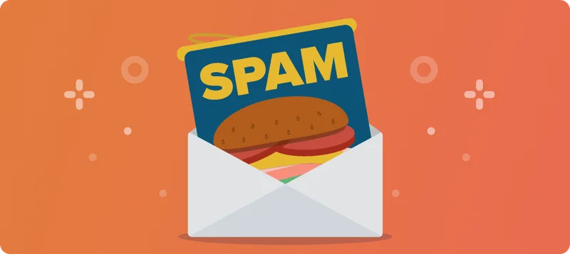 Graphic of a can of Spam popping out of an envelope