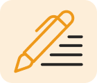an icon of a pen with three horizontal lines to the right