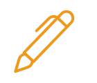 an icon of a pen with three horizontal lines to the right