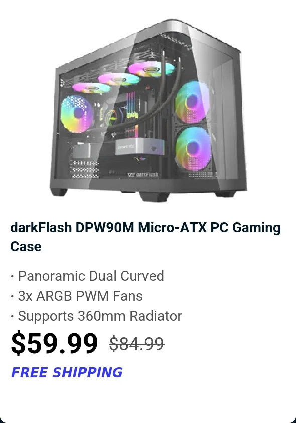 darkFlash DPW90M Micro-ATX PC Gaming Case