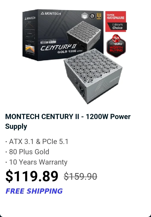 MONTECH CENTURY II - 1200W Power Supply