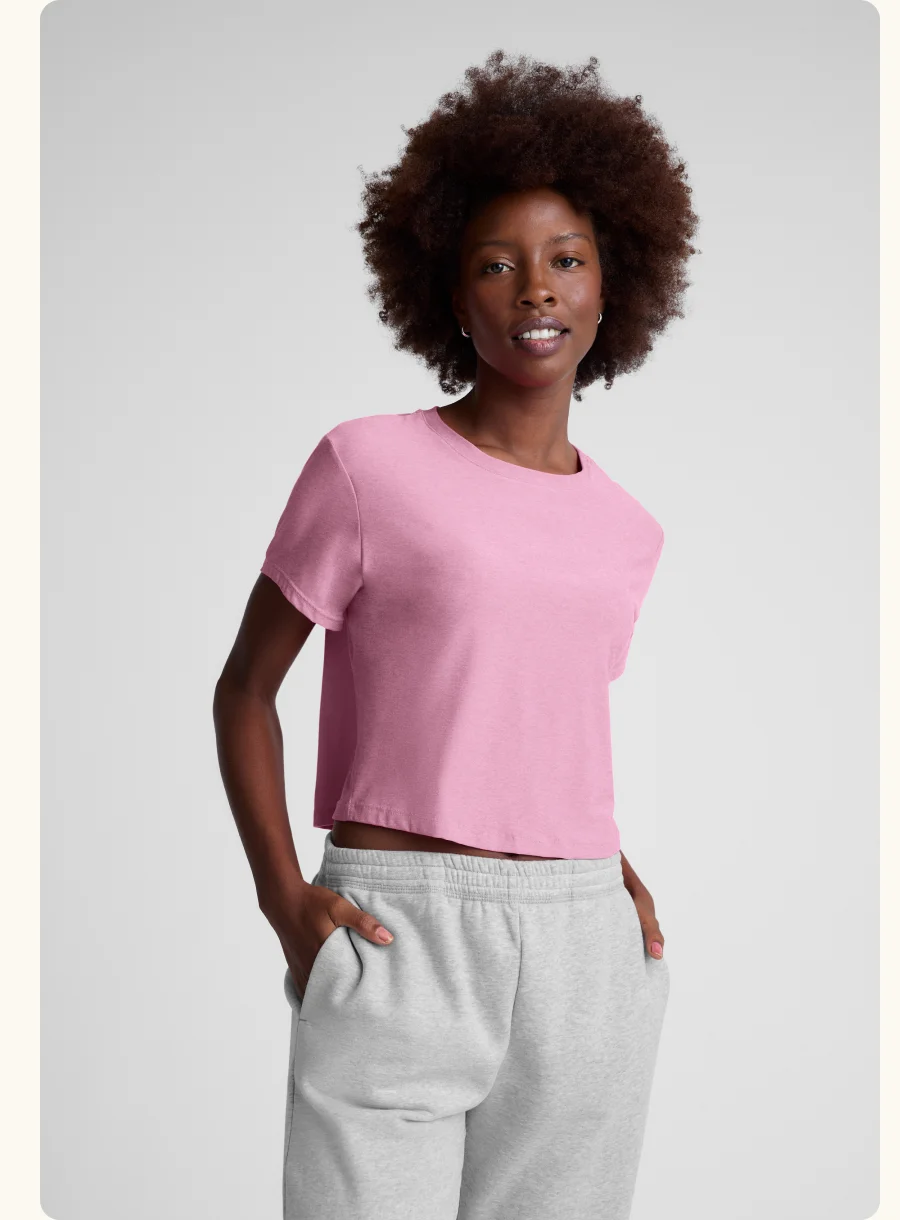 Featherweight Supreme Cropped Tee in Pink Haze
