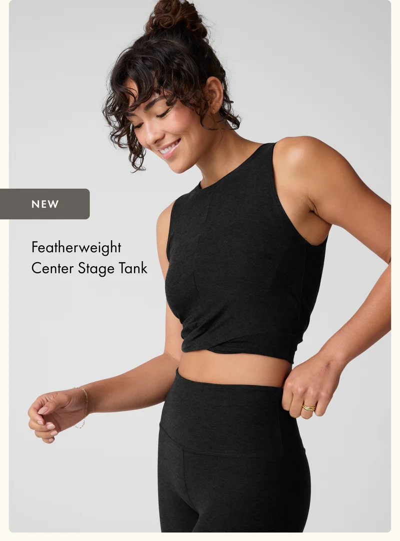 Featherweight Center Stage Cropped Tank in Darkest Night