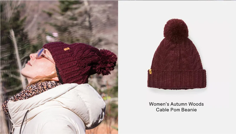 Women's Autumn Woods Cable Pom Beanie