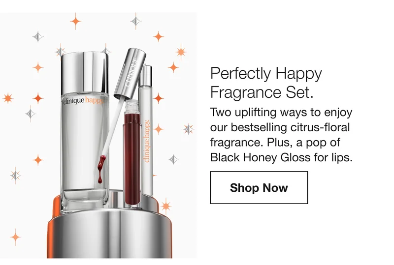 Perfectly Happy Fragrance Set. | Two uplifting ways to enjoy our bestselling citrus-floral fragrance. Plus, a pop of Black Honey Gloss for lips. | Shop Now