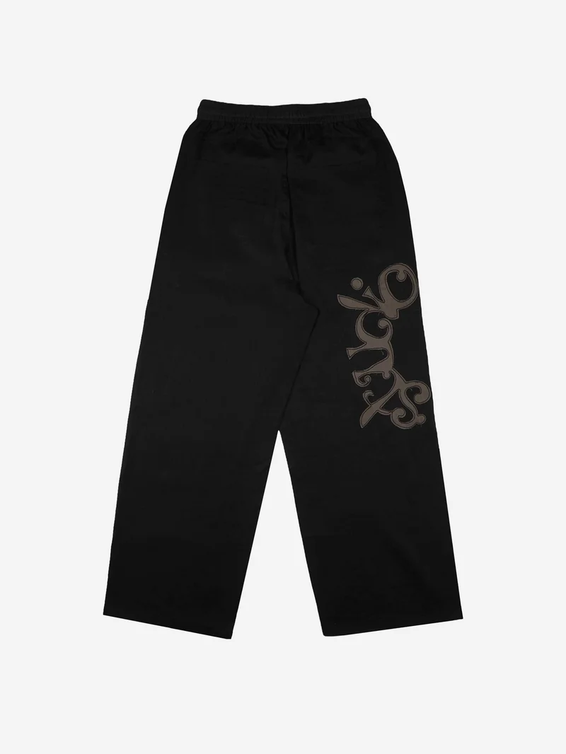 Image of Lorenz Studio Appliqué Linen Pants - Black