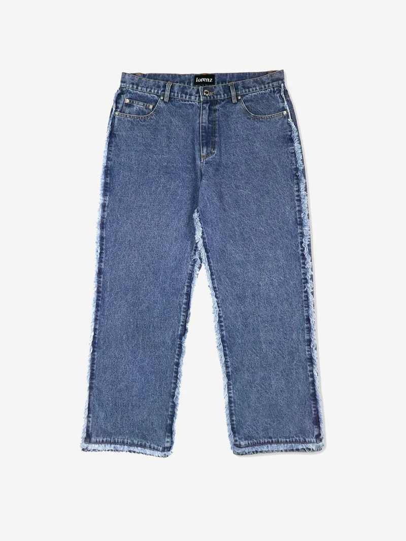 Image of Lorenz Rico Fringe Denim Pant - Blue