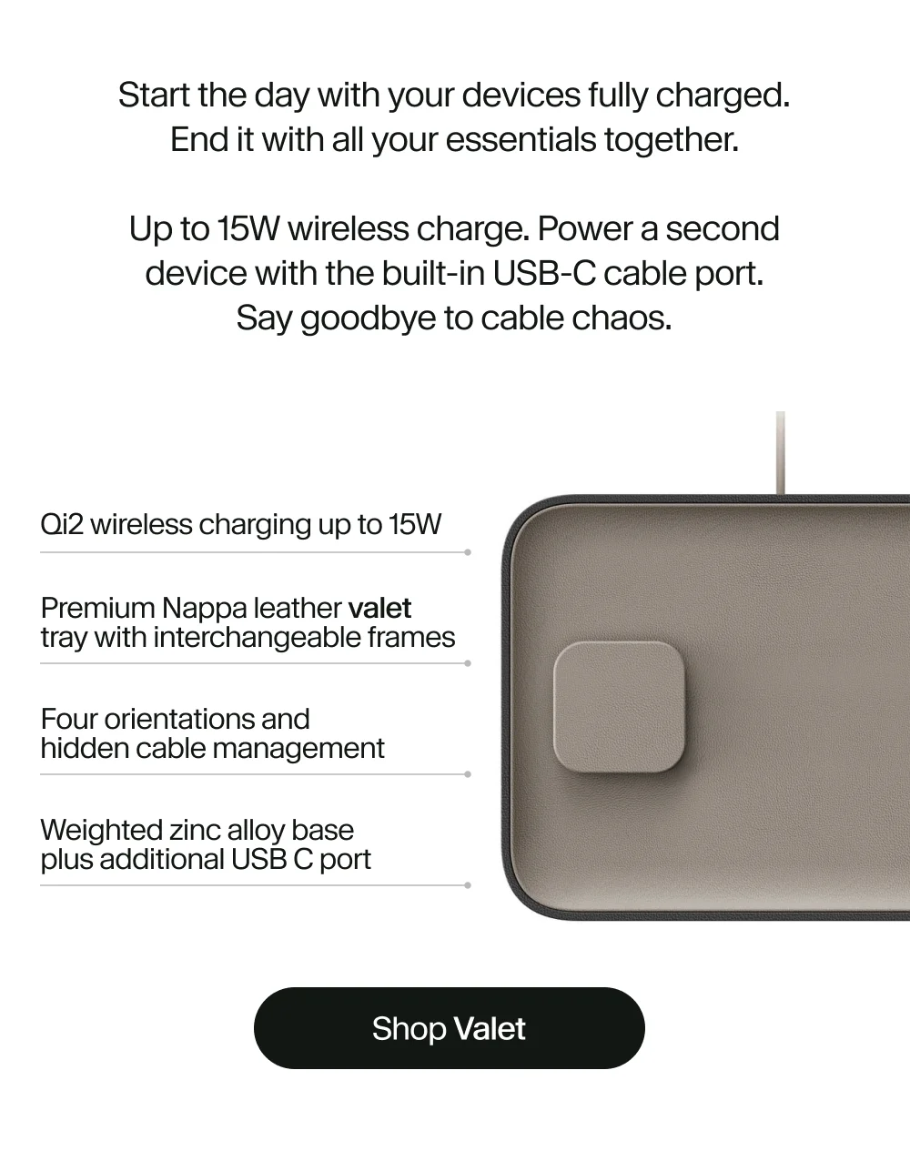 Start the day with your devices fully charged. End it with all your essentials together.