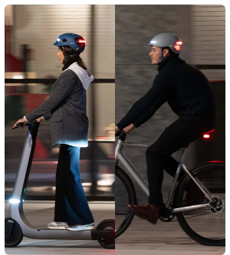 Commuters wearing their cycling system