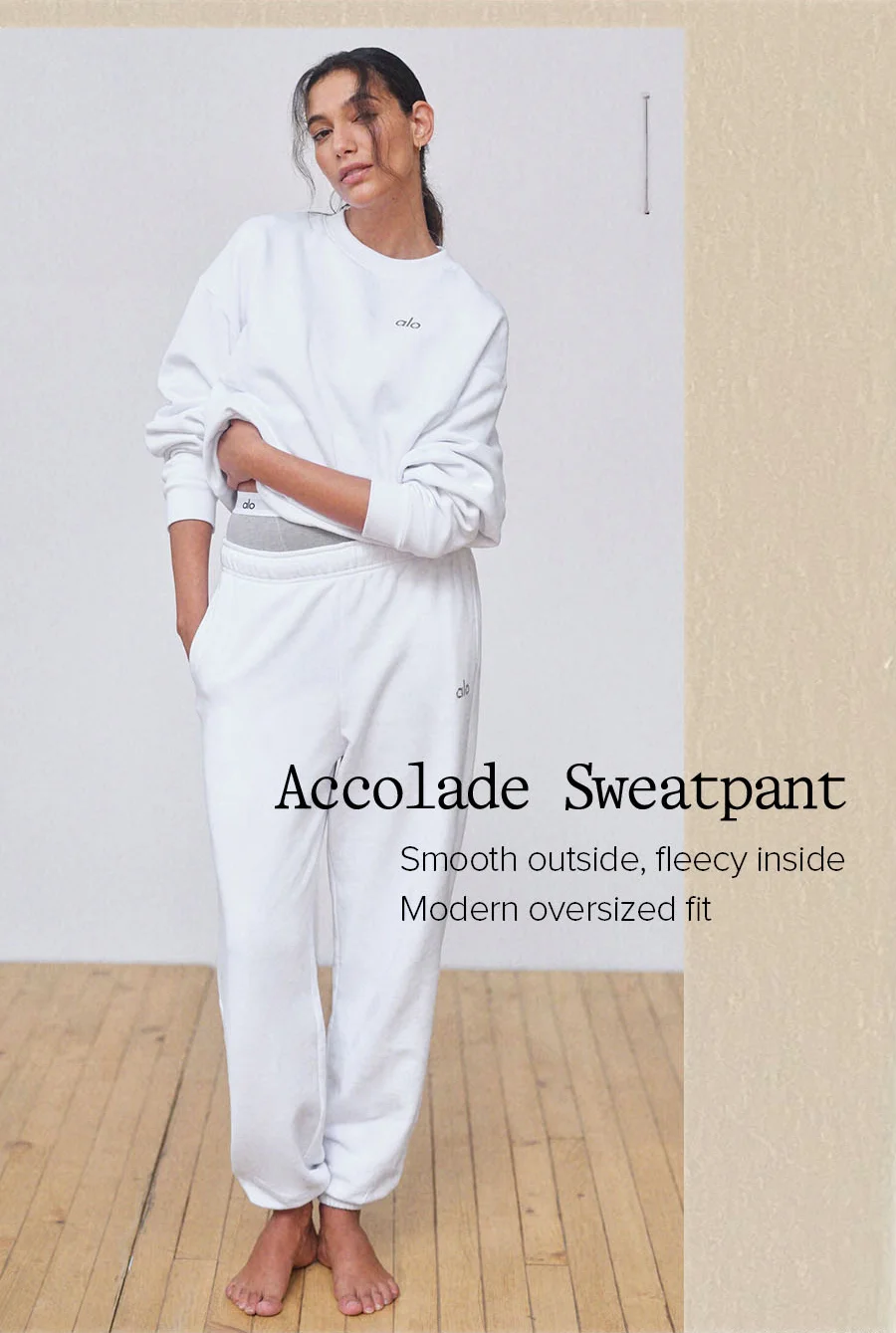 Accolade Sweatpant. Smooth outside, fleecy inside, Modern oversized fit