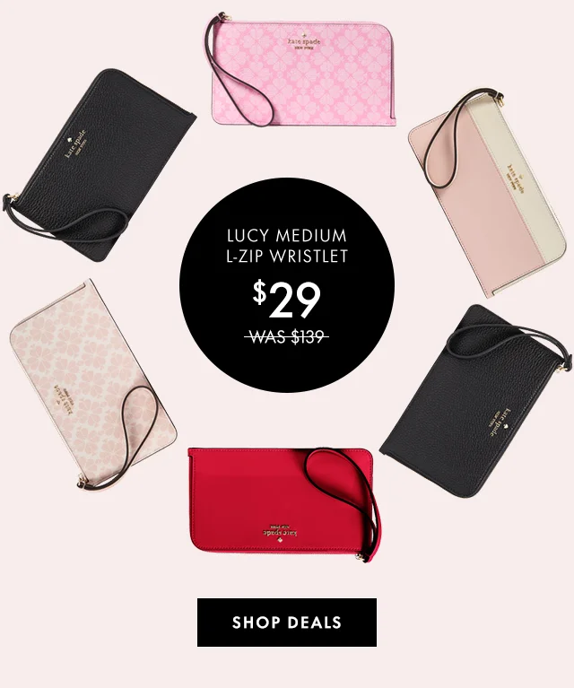 LUCY MEDIUM L-ZIP WRISTLET $29 WAS $139 SHOP DEALS